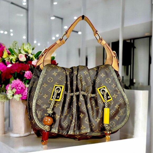Louis Vuitton Monogram Kalahari GM Hobo Beaded Rope Shoulder Bag Metallic LV EUC - Picture 1 of 16